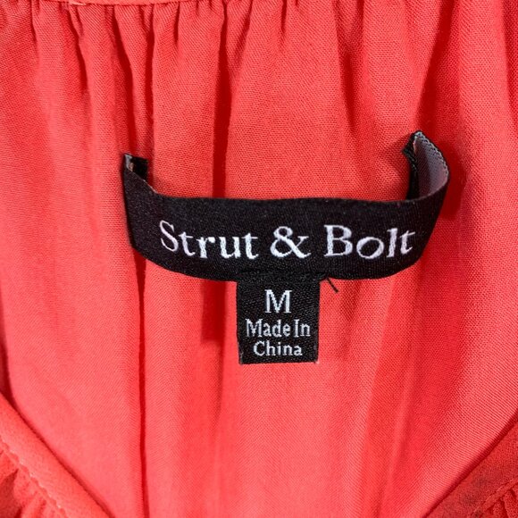 Cold shoulder mini dress 3/4 sleeve coral color dress size  medium STRUT & BOLT - Picture 2 of 14